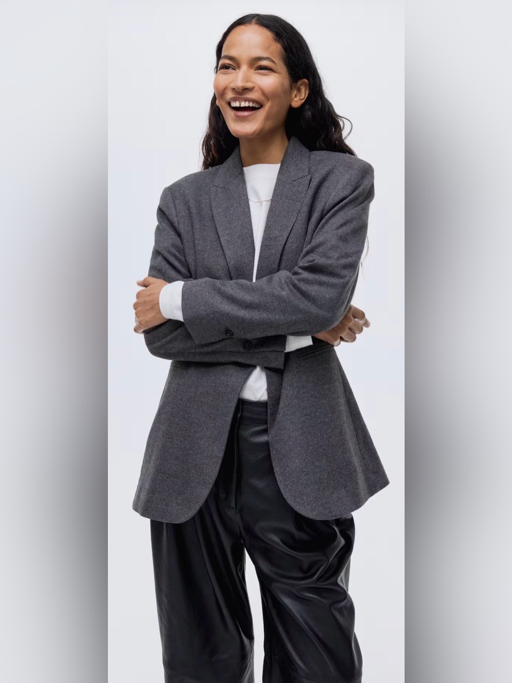 H&M SINGLE-BREASTED BLAZER in Dark Gray size Large